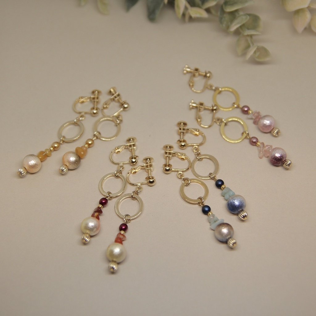 【金カム】貴石イヤリング