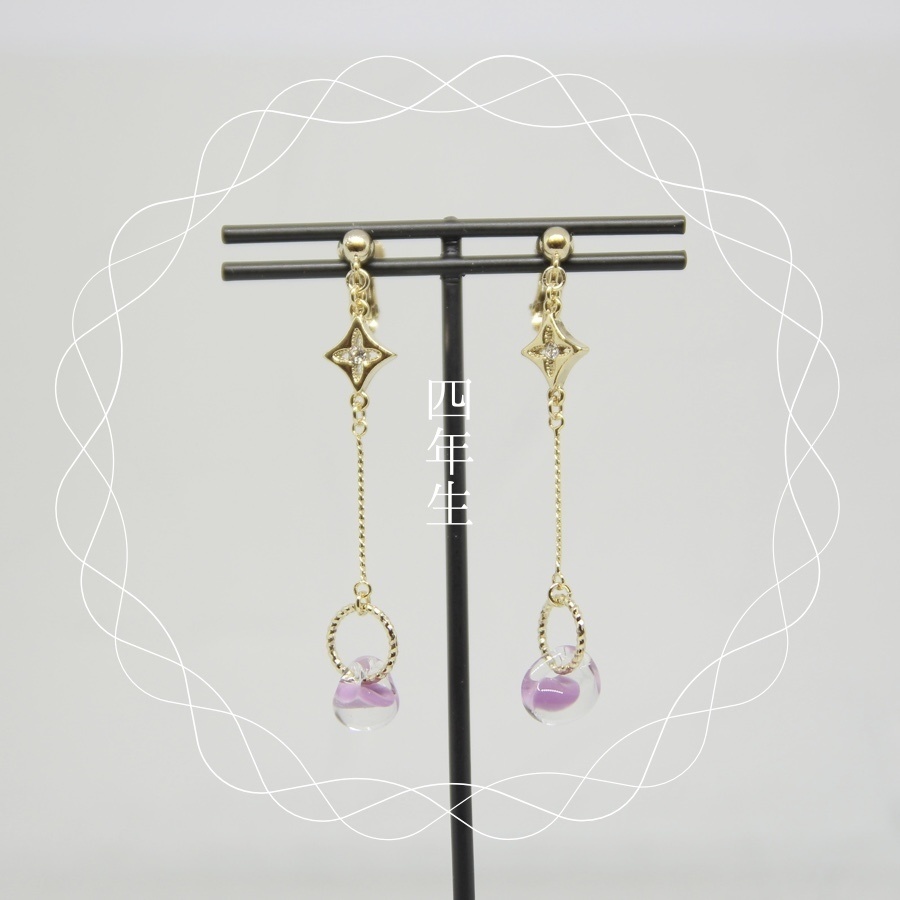 【忍たま】学年カラー ガラスビーズイヤリング