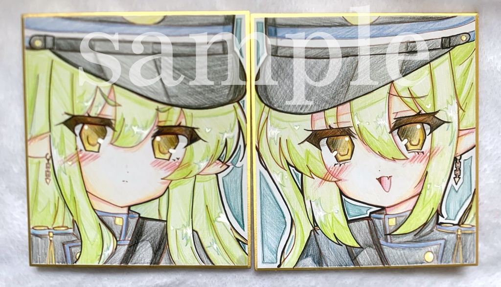 ブルアカ 直筆色紙 手描きイラスト ヒカリ ノゾミ