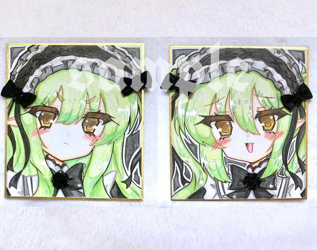 直筆色紙 ヒカリ&ノゾミ ゴシック衣装 ブルアカ 手描きイラスト - mu