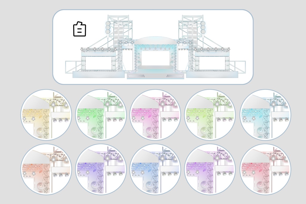 【無料有】モニターが変えられるライブステージ素材(黒・白)