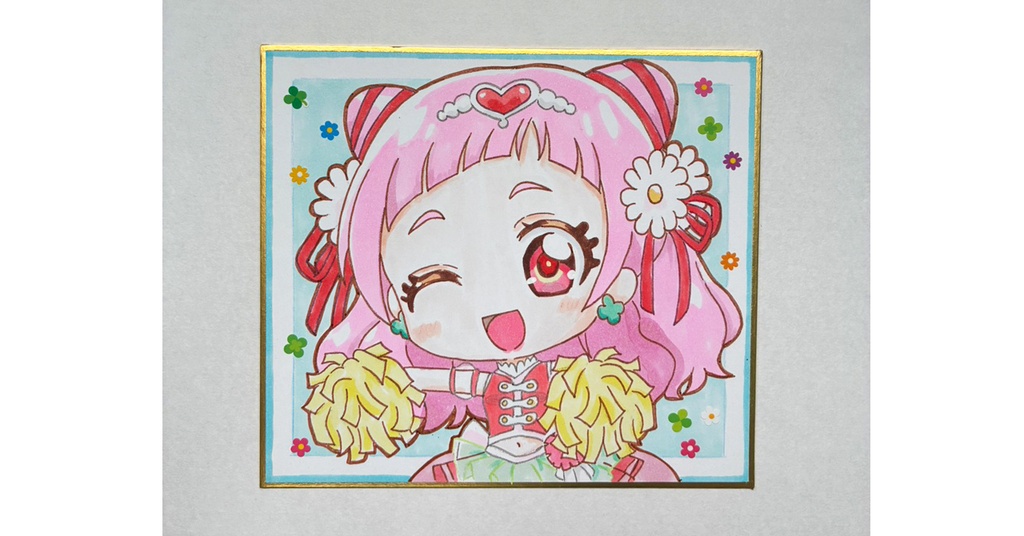 プリキュア　手描き色紙