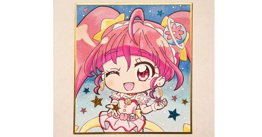 プリキュア 手描き色紙