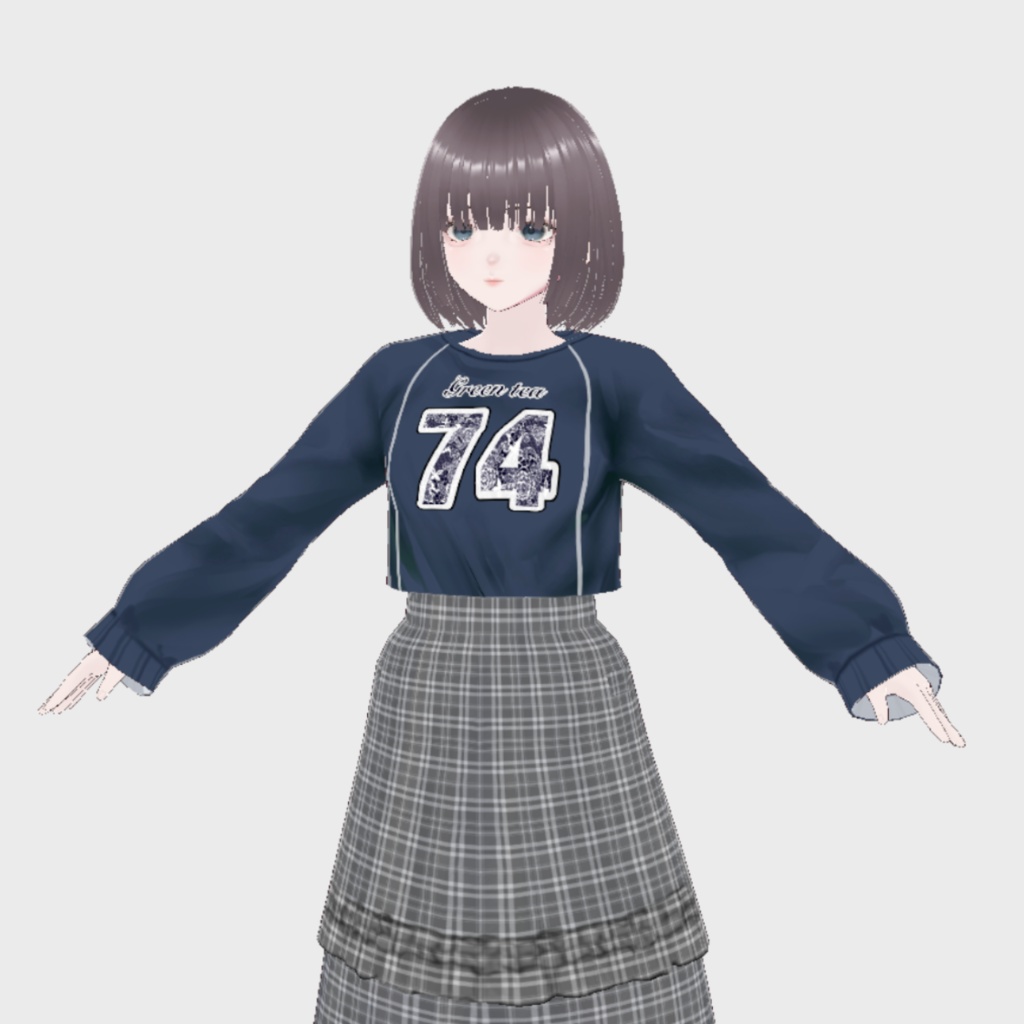 【VRoid用】ブロケットコアロングゲームTシャツ