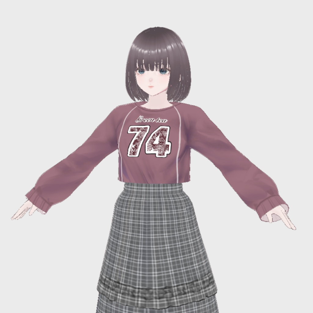 【VRoid用】ブロケットコアロングゲームTシャツ