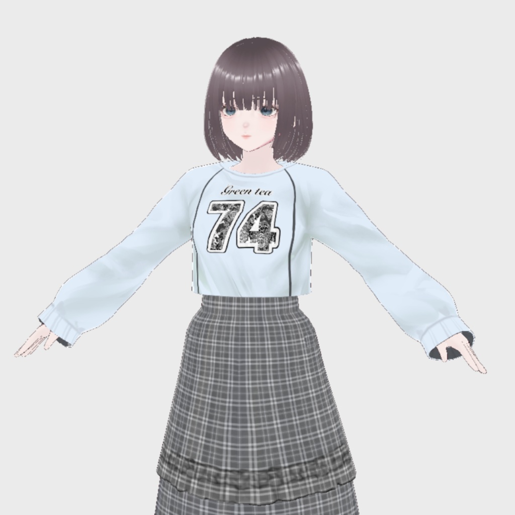 【VRoid用】ブロケットコアロングゲームTシャツ