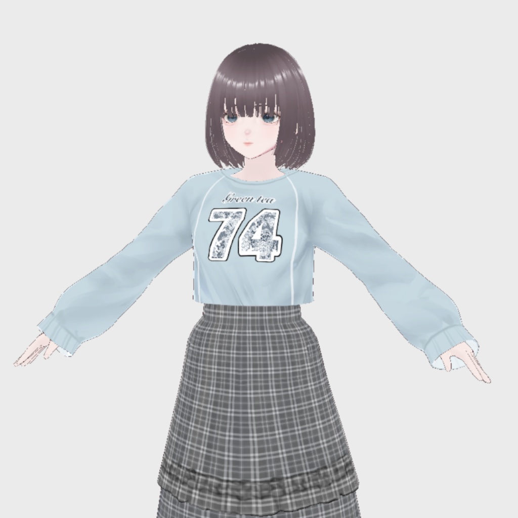 【VRoid用】ブロケットコアロングゲームTシャツ