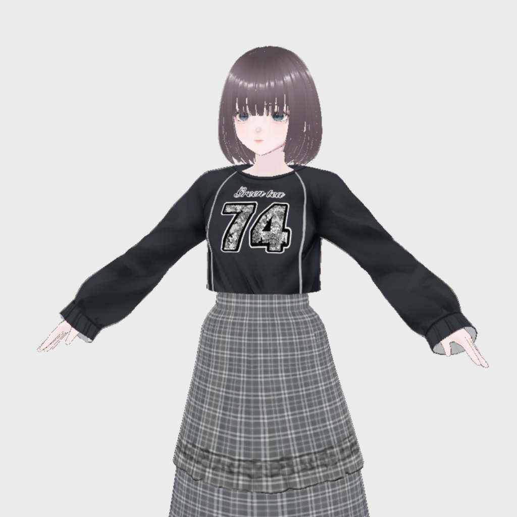 【VRoid用】ブロケットコアロングゲームTシャツ