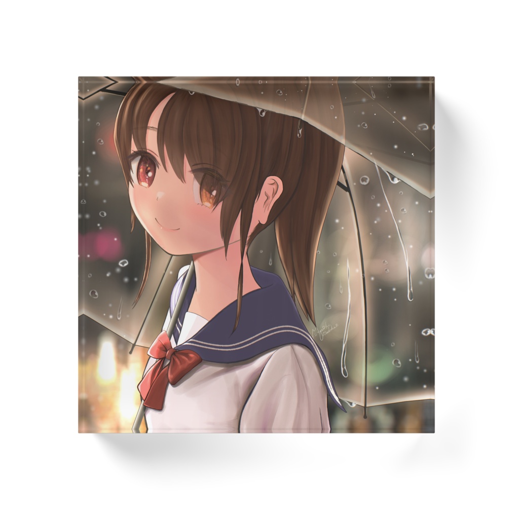 まどか(17)雨 アクリルブロック