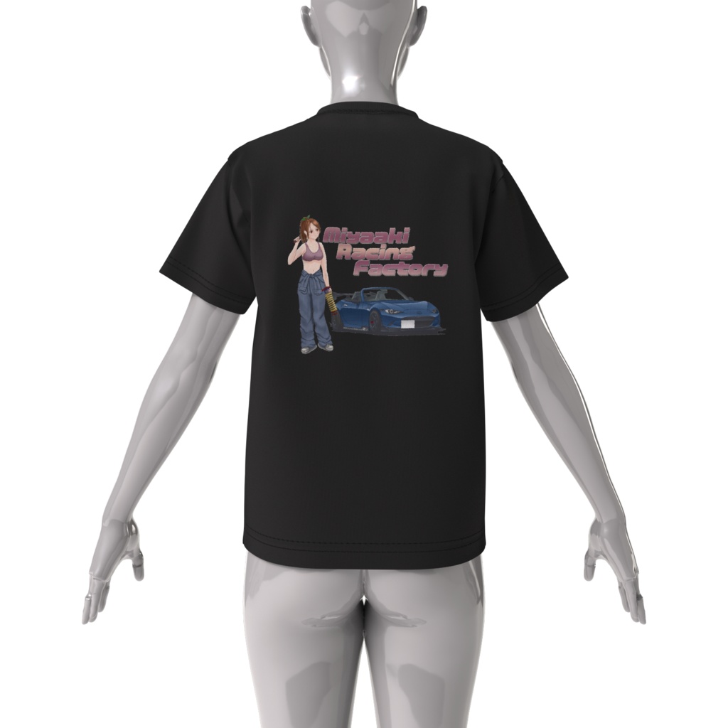 Miyaaki Racing Factory ビッグシルエットTシャツ(前面ロゴあり)黒