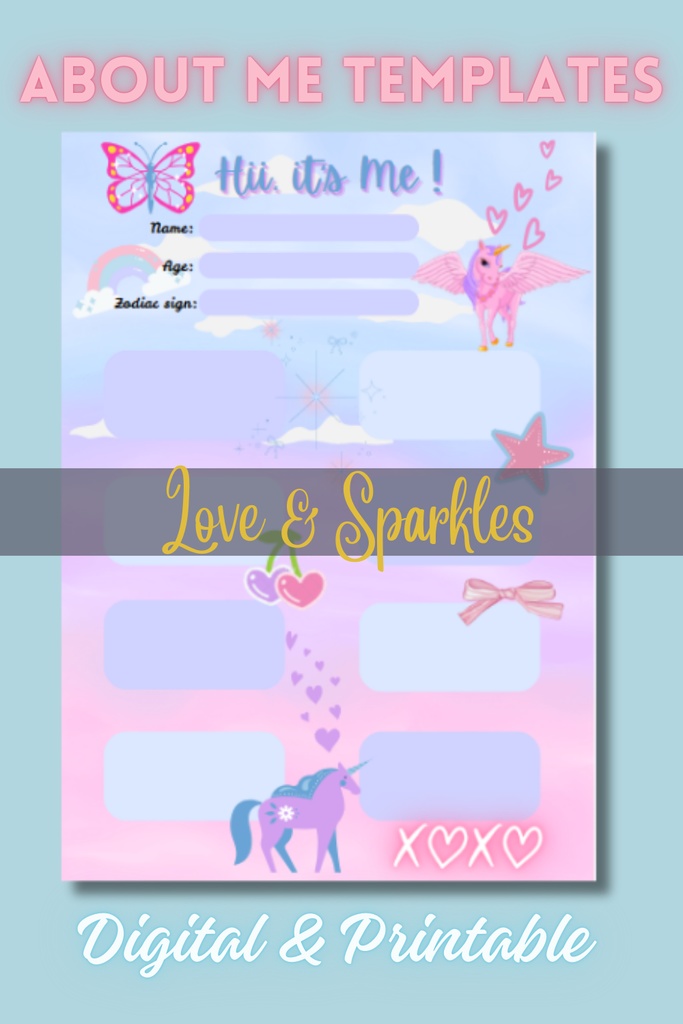 About Me Templates (Love & Sparkles)