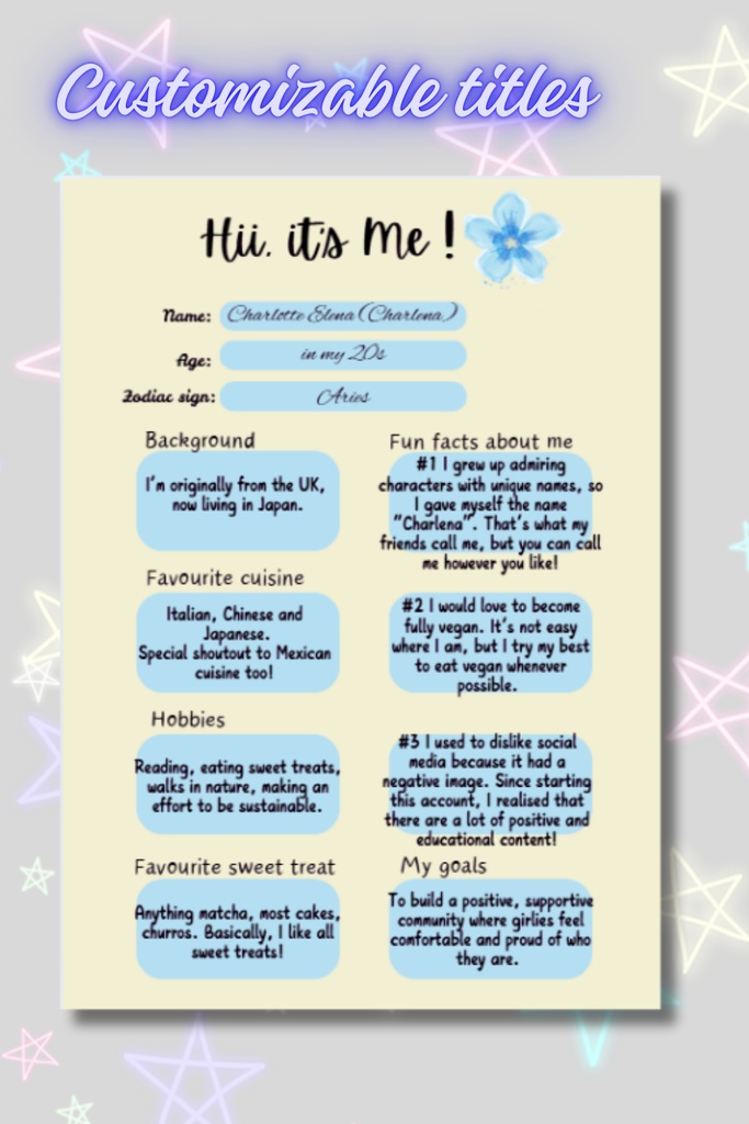 About Me Templates (It Girl)