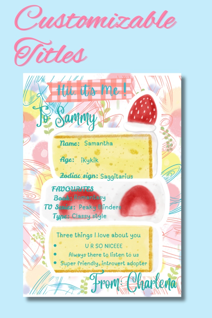 About Me Templates (Strawberry Shortcake)