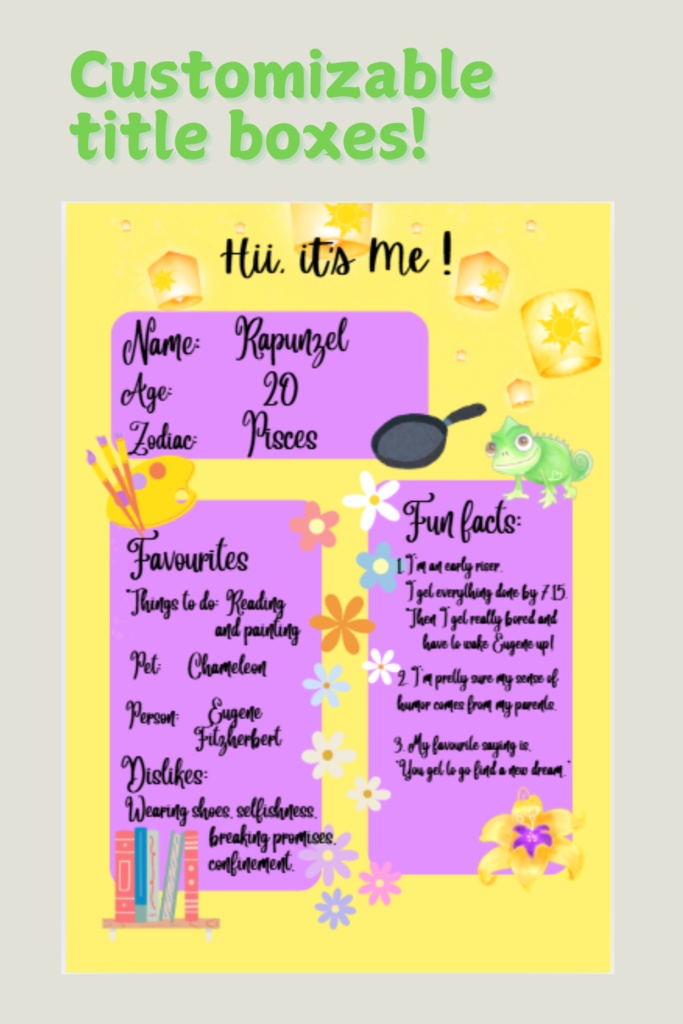 About Me Templates (Rapunzel inspired)