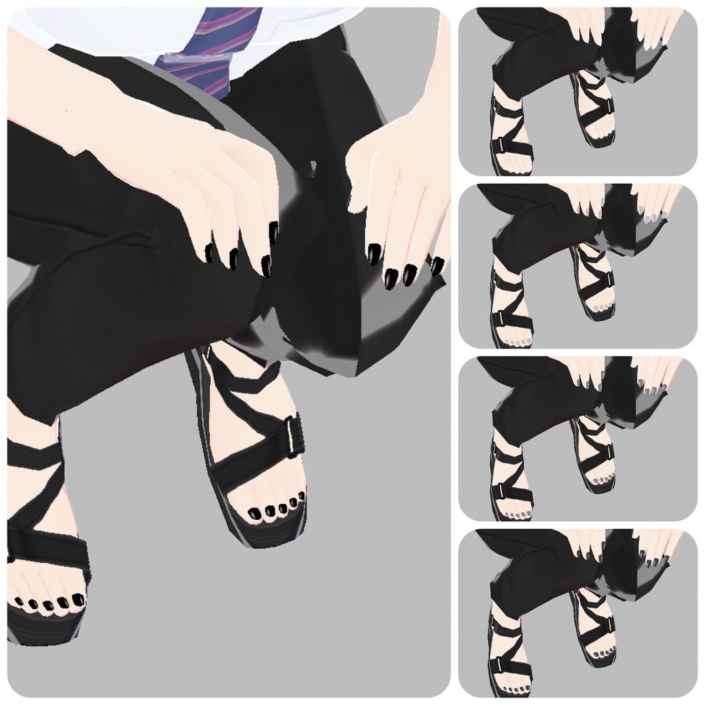 【VRoid】無彩色ネイル5色セット【FREE】