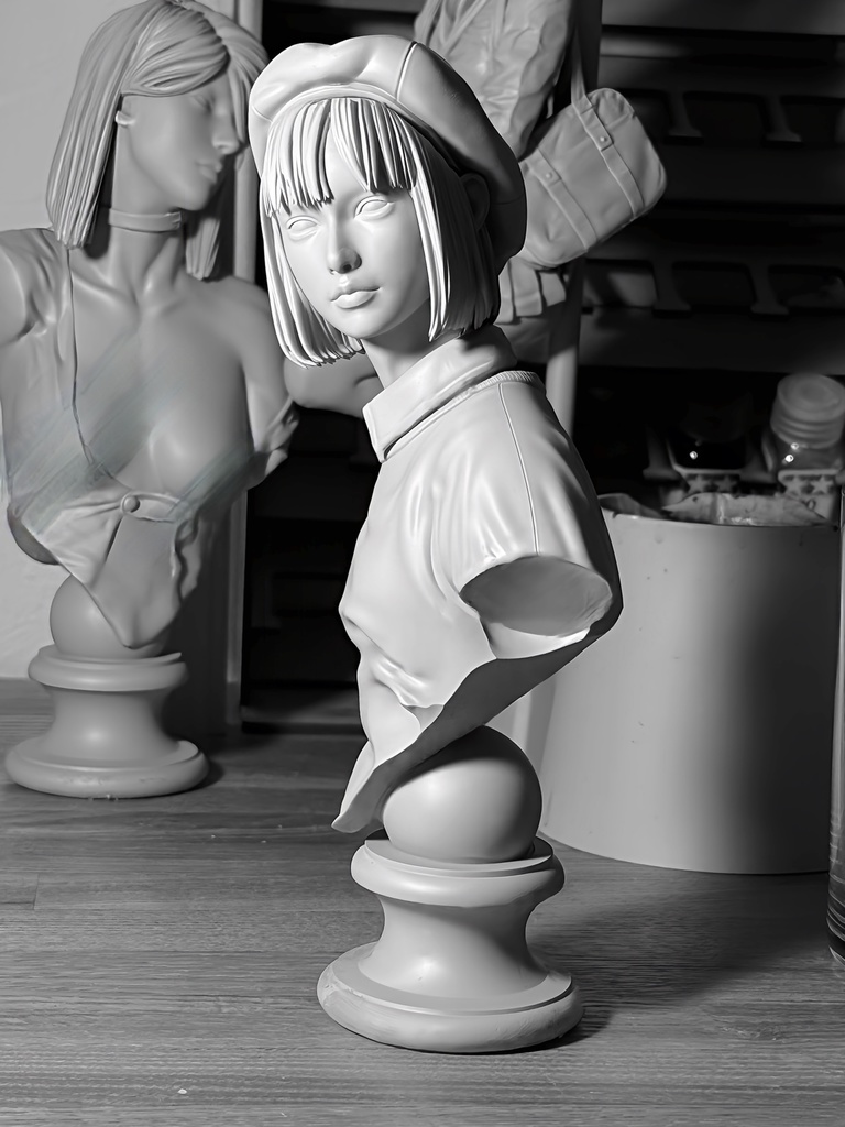 [現在早期割¥2000オフ] オリジナルガレージキット 本を運ぶ女性 バストモデル　1/4スケール (A Lady with Books bust model)