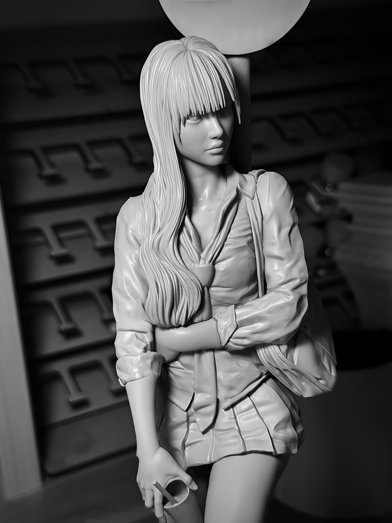 オリジナルガレージキット バス停とJK 1/6 スケール (Waiting for him)