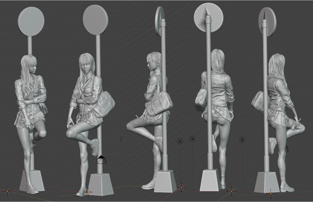 オリジナルガレージキット バス停とJK 1/6 および1/12スケール (Waiting for him)