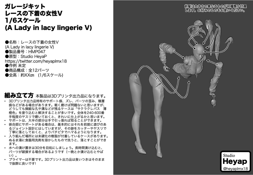 ただいま早期割2000円オフ中!! オリジナルガレージキット レースの下着の女性V 1/6スケール (A Lady in lacy lingerie V)