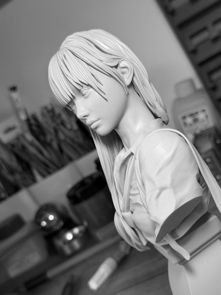 オリジナルガレージキット バス停とJKバストモデル 1/4 (Waiting for him, Bust)