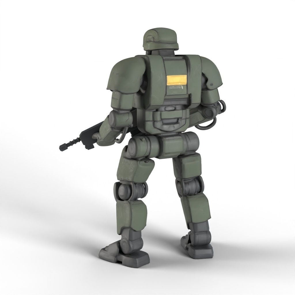 ライフルのメカ兵(緑)【3Dモデル・Unity(GLB)】(AI で作成)