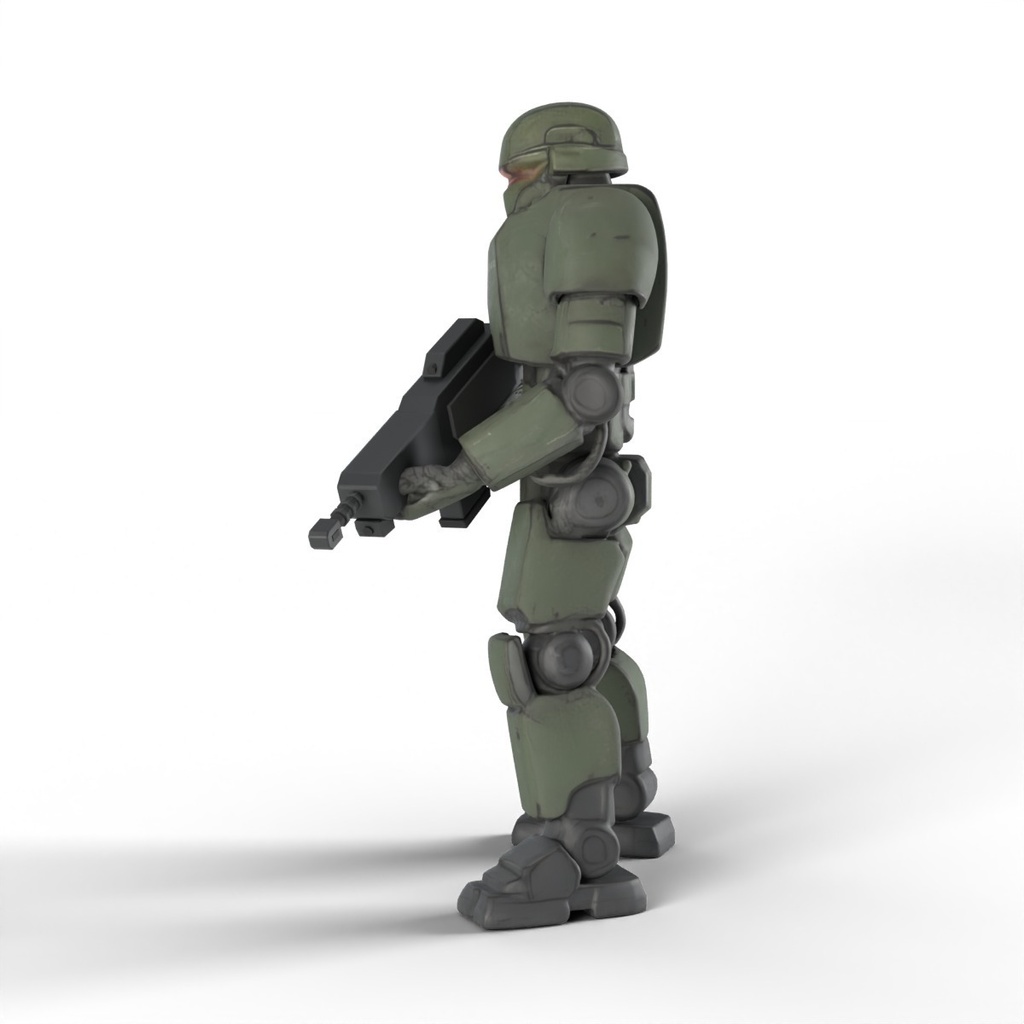 ライフルのメカ兵(緑)【3Dモデル・Unity(GLB)】(AI で作成)