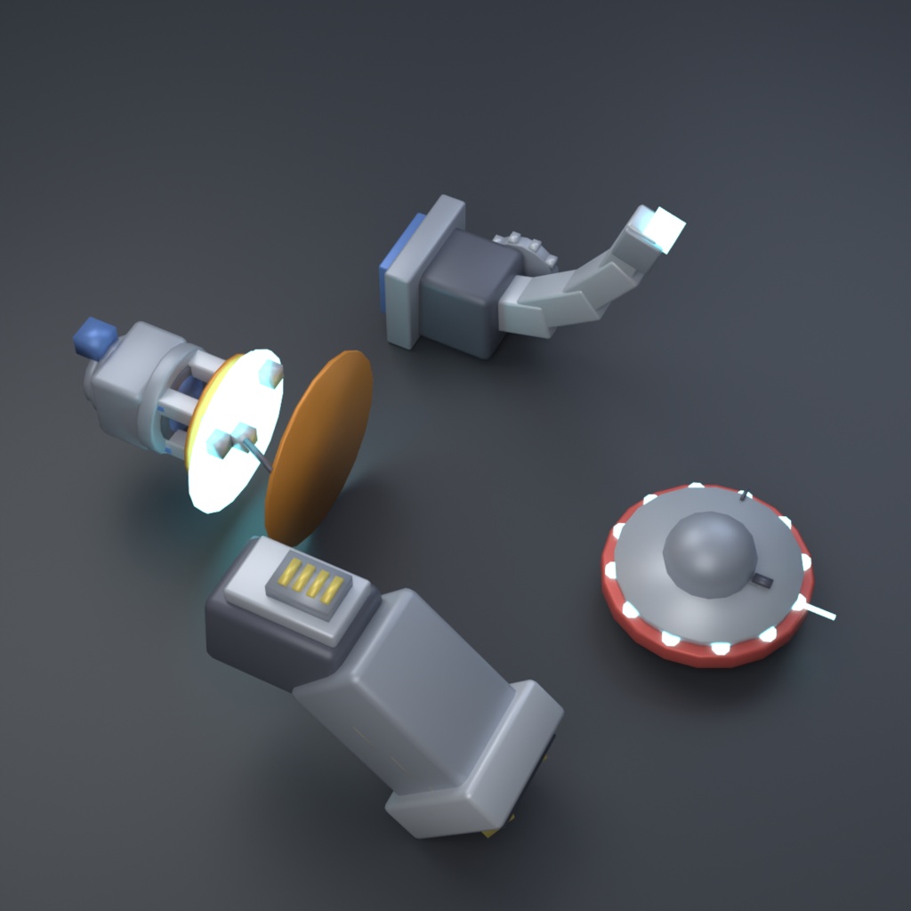 Mecha Kit Weapons — メカの武器 100 種 Blender アドオン【Blender 4.5 LTS で確認】(AI で作成)
