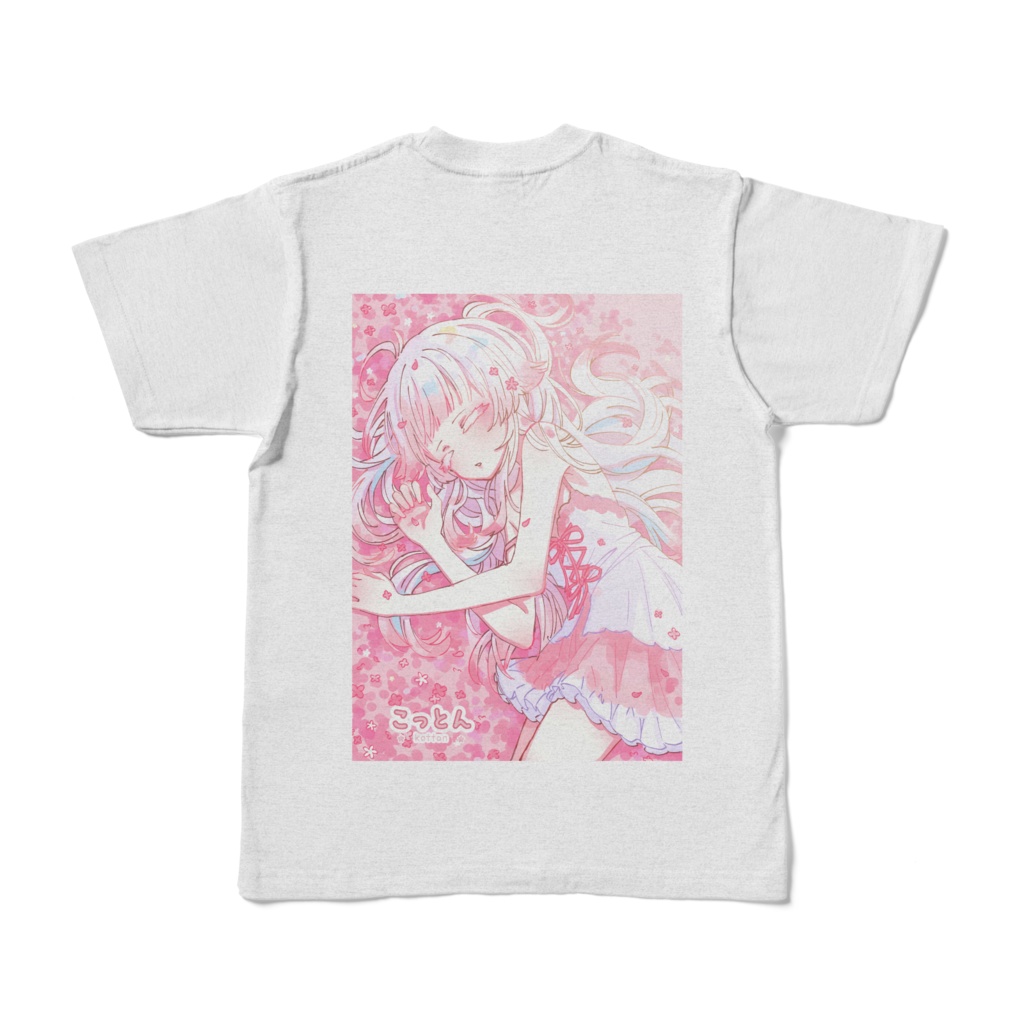 「もめん兎ず」と「こよみ(春の空気)」カラーTシャツ-アッシュ