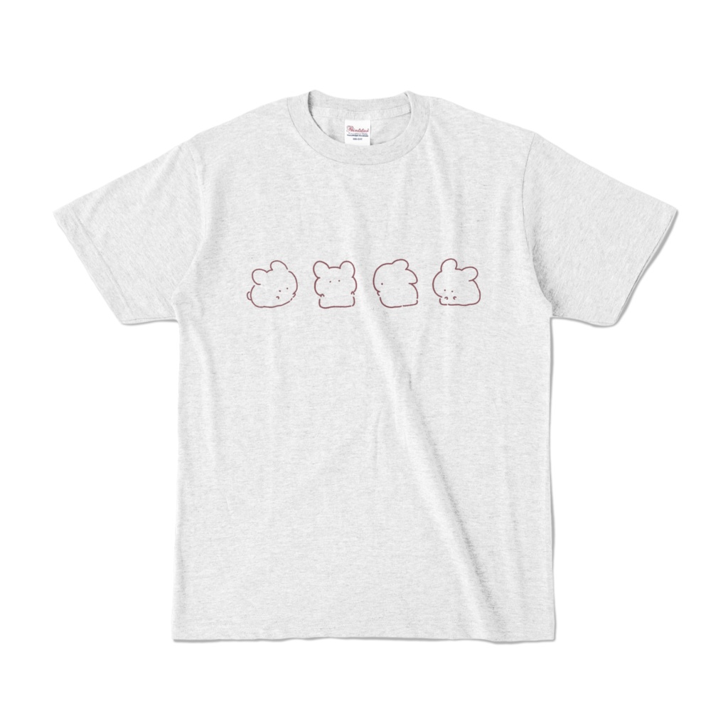 「もめん兎ず」と「こよみ(春の空気)」カラーTシャツ-アッシュ