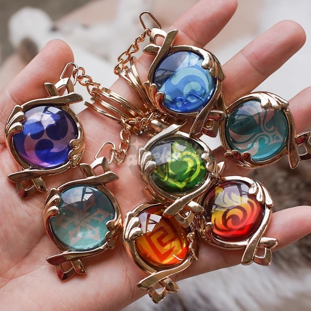 原神 神の目 5cm モンド 璃月 稲妻 スメール フォンテーヌ ナタ ナドクライ スネージナヤ 風 岩 雷 草 水 炎 氷 月の輪 透明ガラス キーホルダー グッズ アクセサリー飾り