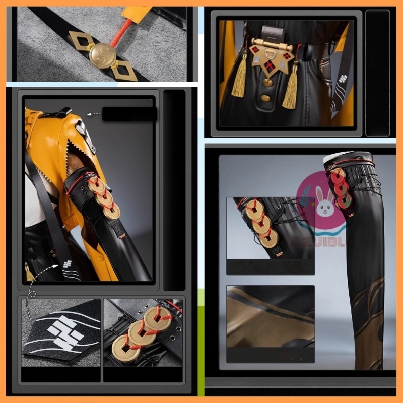 Azuiblc ゼンレスゾーンゼロ イーシェン コスプレ 儀玄 コスチューム イベント 仮装 人工革 Azm12