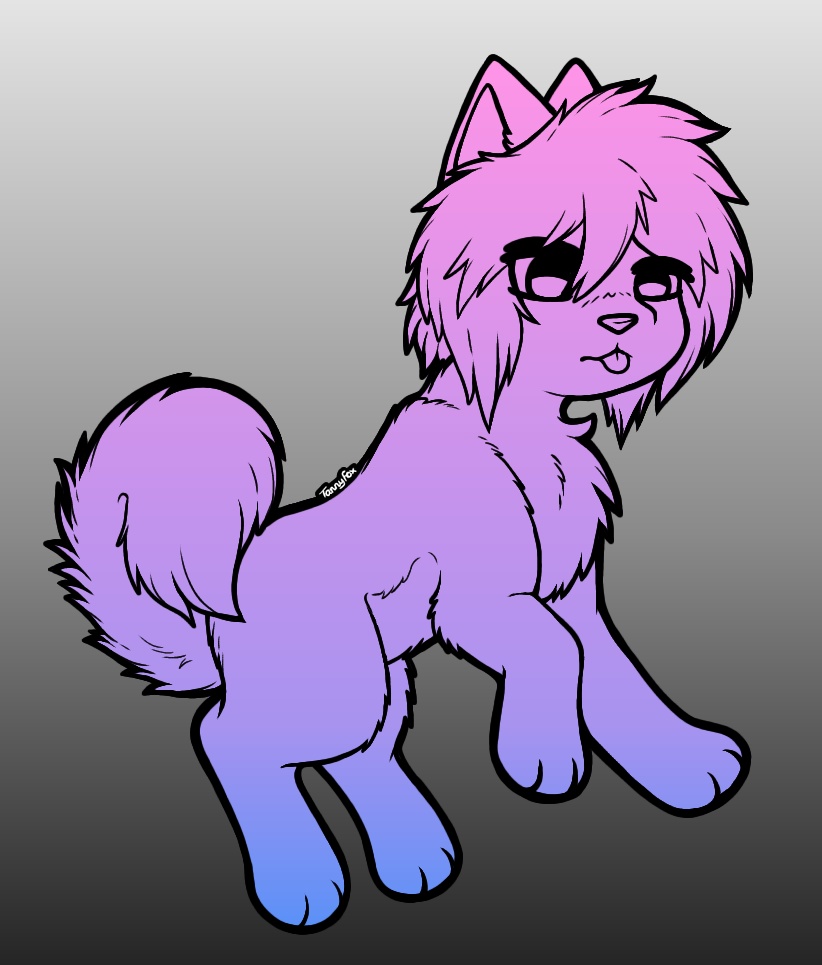 P2U LINEART: Floofy Emo Dog