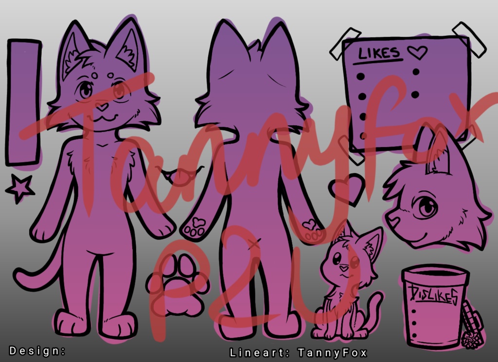 P2U LINEART: Cat Reference Sheet