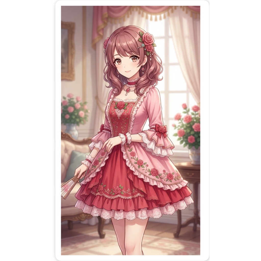 【スマホステッカー】揺らめく薔薇の貴婦人ちゃん