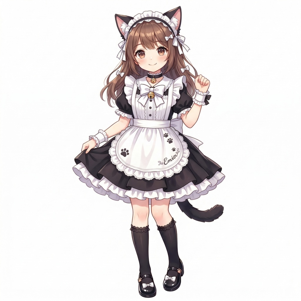 立ち絵素材【猫耳メイド美少女(表情差分6種+衣装8色)】