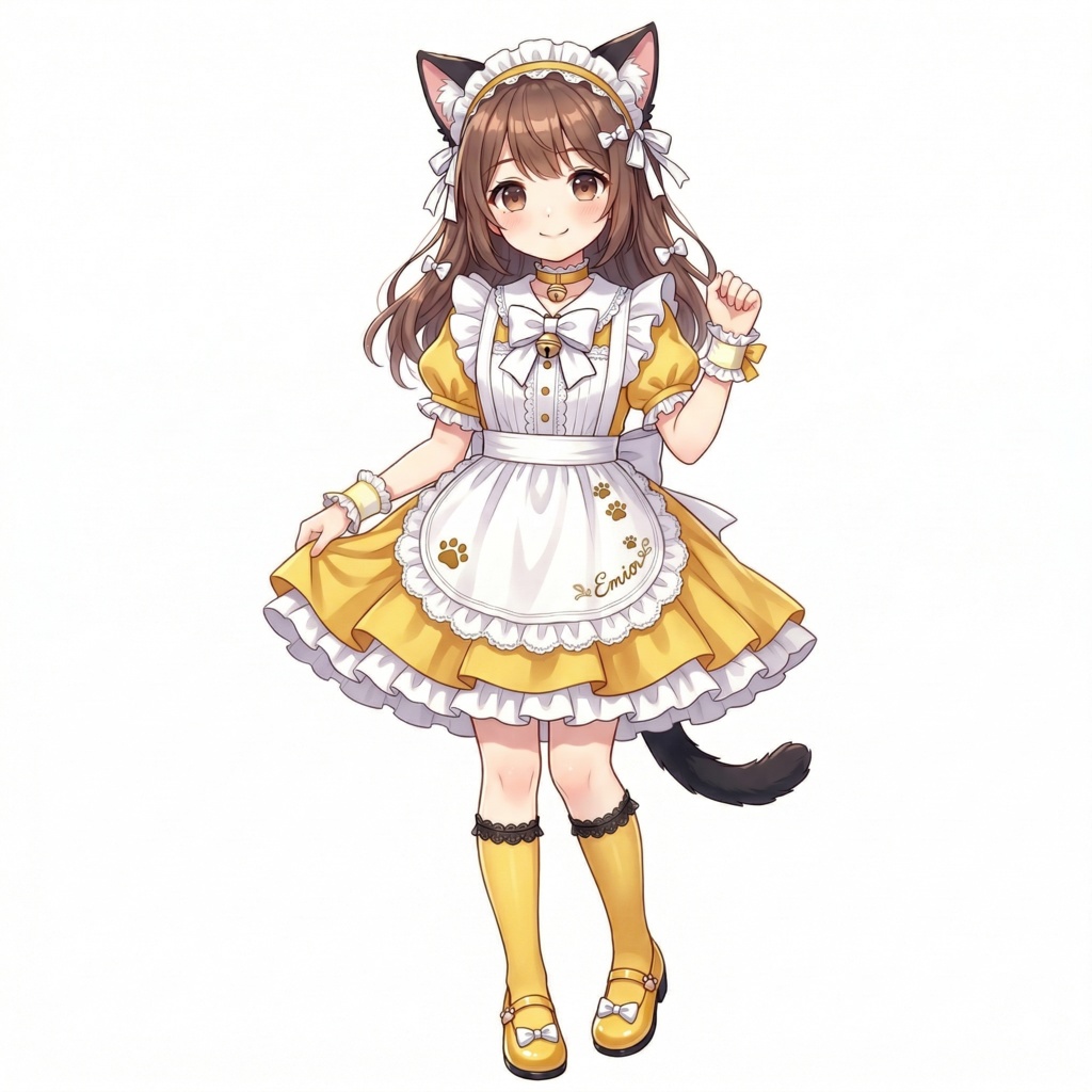 立ち絵素材【猫耳メイド美少女(表情差分6種+衣装8色)】