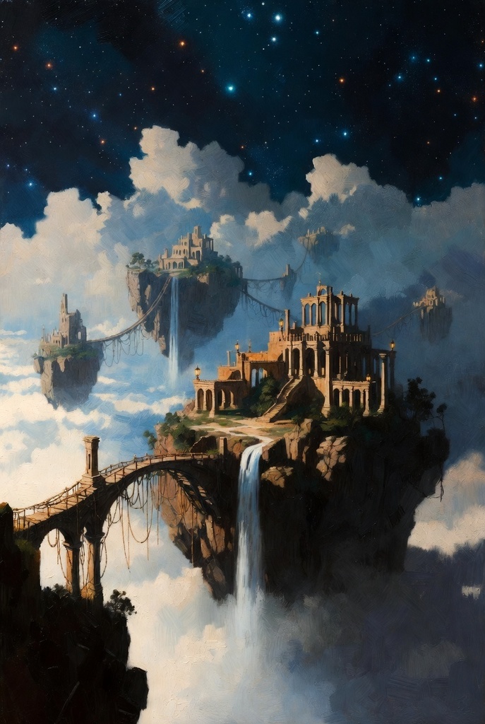 中世ファンタジー背景パック56枚【古城・森・洞窟・天空の島々】