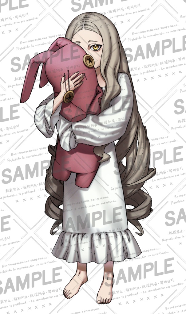 立ち絵素材01_ぬいぐるみを抱えた少女