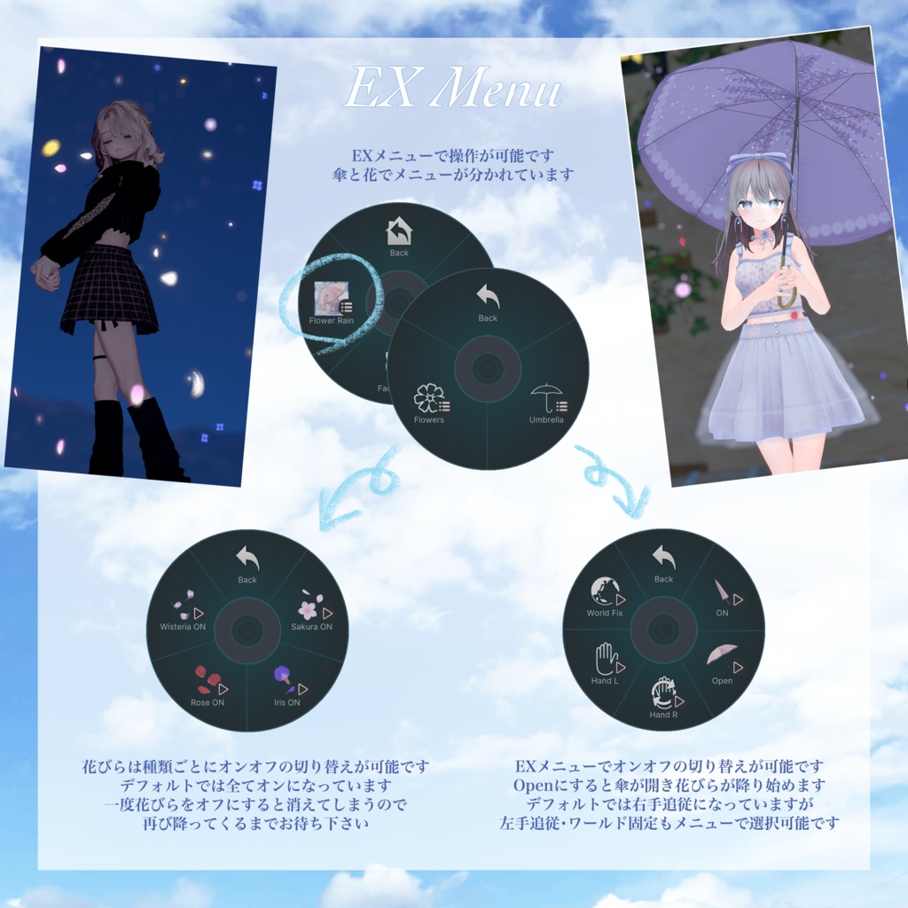 【MA対応】花雨折々(かうおりおり)【エフェクト付き傘モデル】