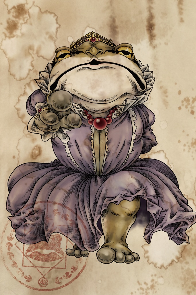 【限定1点】KAWARS ヒキガエル王様 直筆サイン入りキャンバスプリント SMサイズ(227×158mm)