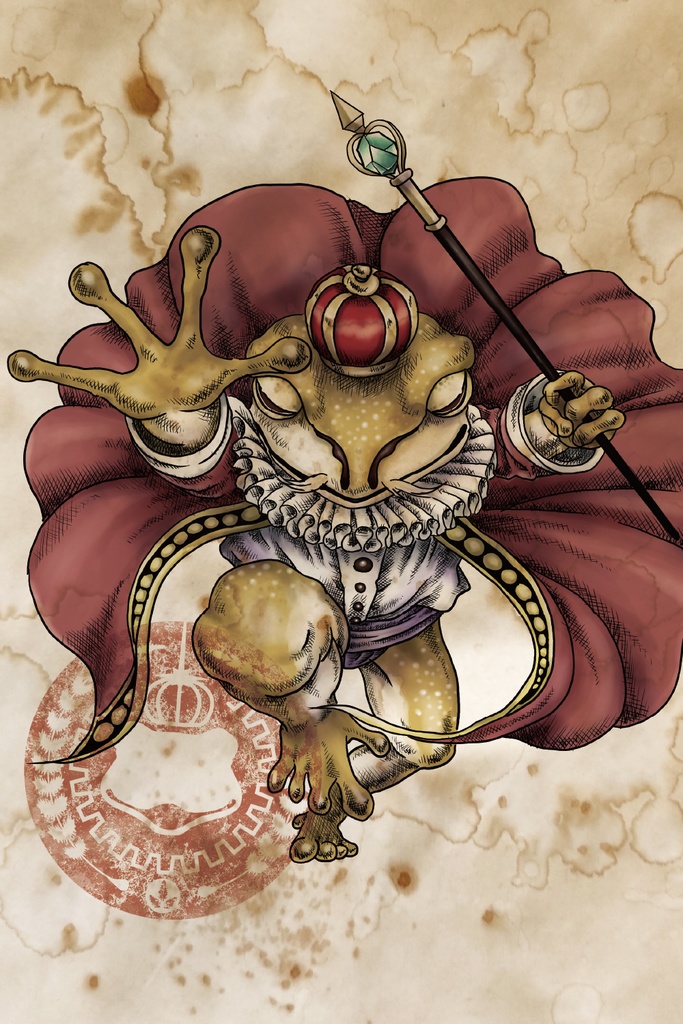 【限定1点】KAWARS アカガエル王様 直筆サイン入りキャンバスプリント SMサイズ(227×158mm)