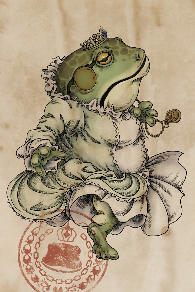 【限定1点】KAWARS ウシガエル女王 直筆サイン入りキャンバスプリント SMサイズ(227×158mm)