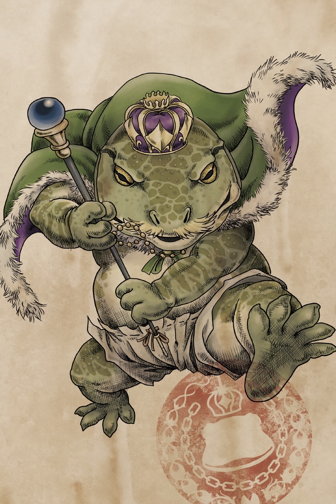 【限定1点】KAWARS ウシガエル王様 直筆サイン入りキャンバスプリント SMサイズ(227×158mm)