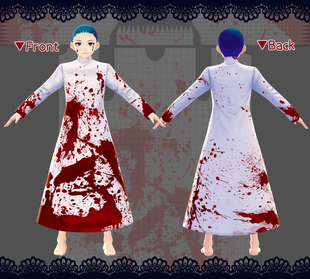 【VRoid】血染めテクスチャ【ロングコート用】