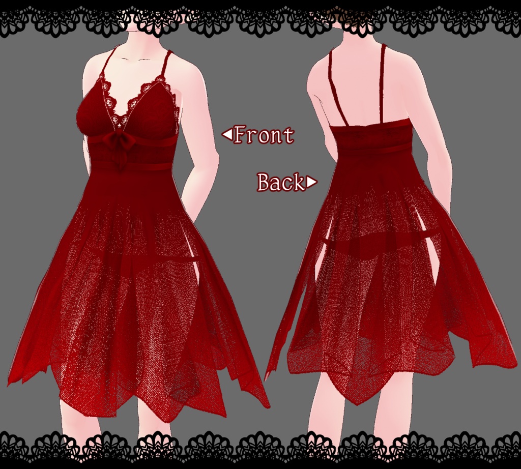 【VRoid正式版】ナイトドレス風ベビードール+ストリングスショーツ