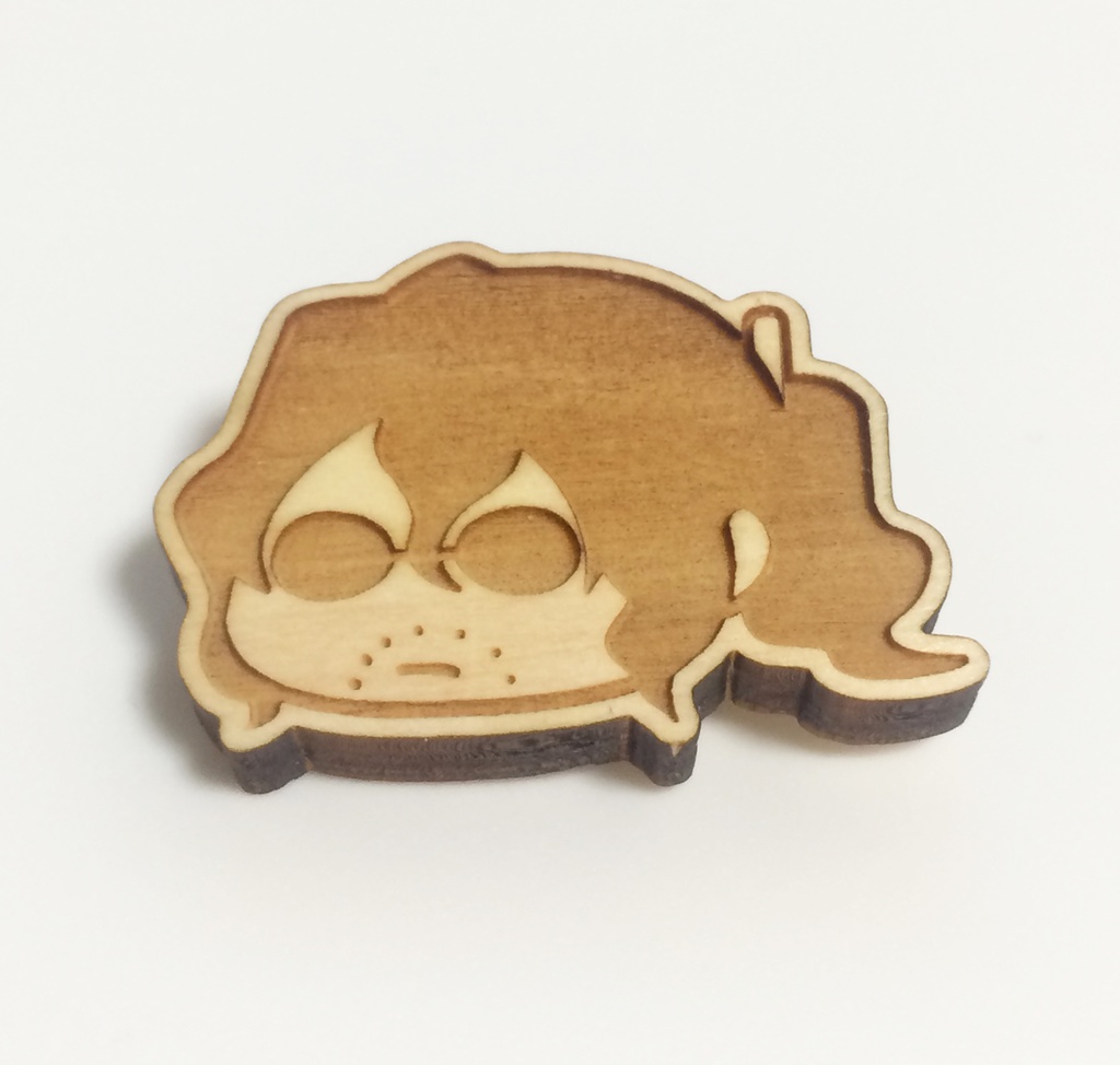 ちんまり隊長木製バッジ