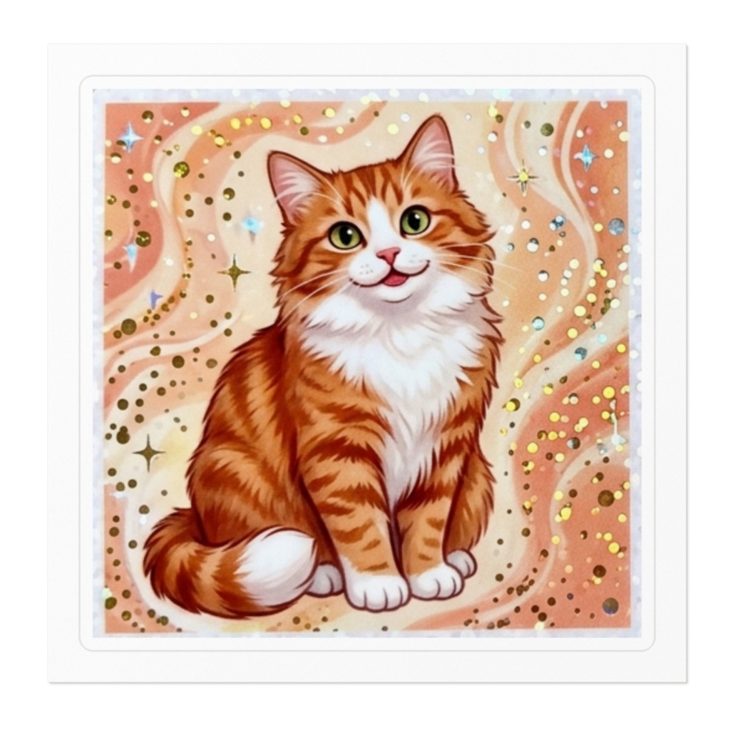 キラキラ猫ステッカー