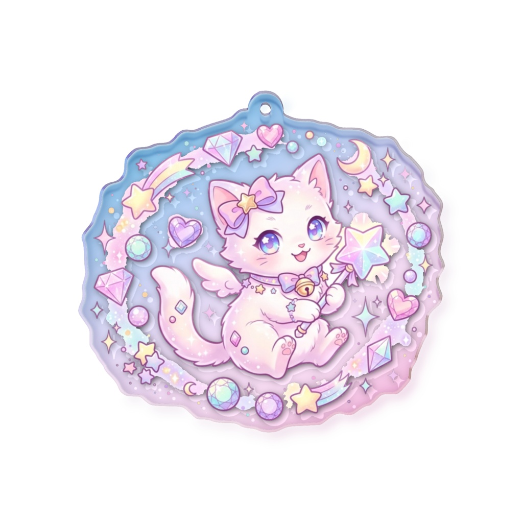 ゆめかわ猫ティアちゃん💎キラキラ宝石アクキー(5cm/7cm)
