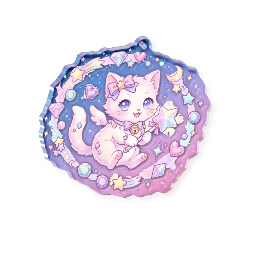 ゆめかわ猫ティアちゃん💎キラキラ宝石アクキー（5cm/7cm）