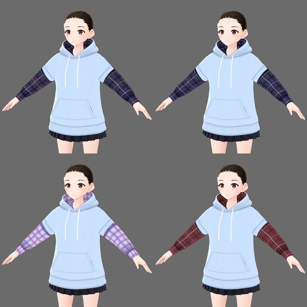【VRoid用テクスチャ】重ね着パーカー